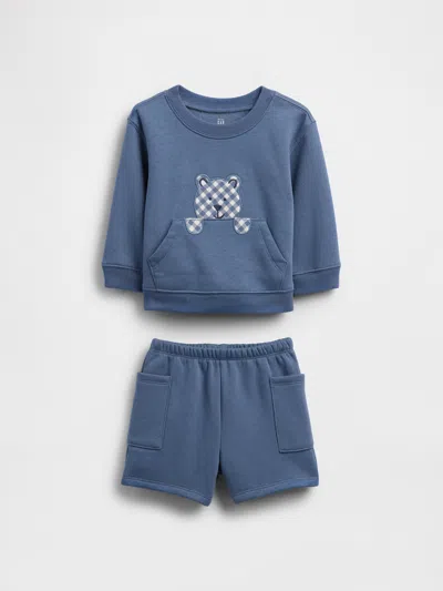 Gap Baby Vintagesoft Bear Pocket Outfit Set In Blue