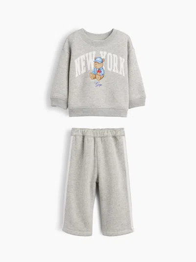 Gap Baby Vintagesoft Brannan Bear Logo Sweat Set In Grey