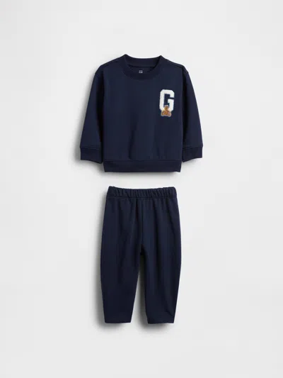 Gap Kids' Baby Vintagesoft Varsity Logo Sweat Set In Blue