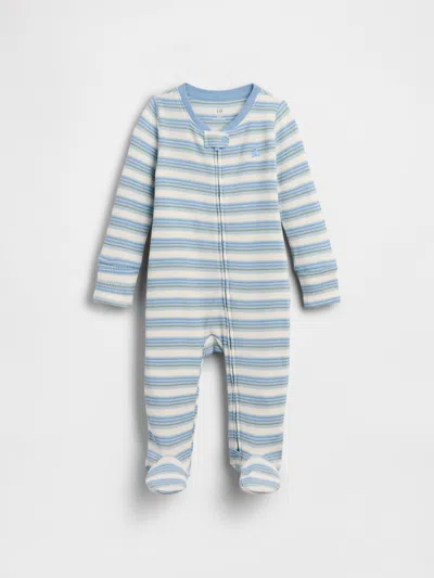 Gap Kids' Baby Waffle Stripe Footed One-piece In Blue