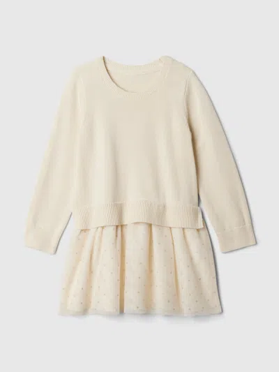 Gap Baby 2-in-1 Sweater Tulle Dress In Chino Beige