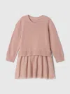 Gap Baby 2-in-1 Sweater Tulle Dress In Fawn Beige