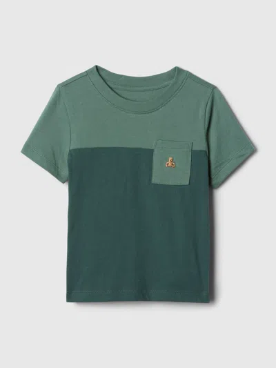 Gap Baby Colorblock Pocket T-shirt In Dark Forest Green