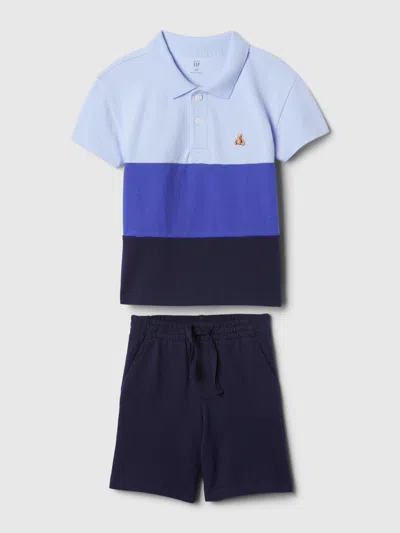 Gap Baby Colorblock Polo Shirt Outfit Set In Dark Night Blue