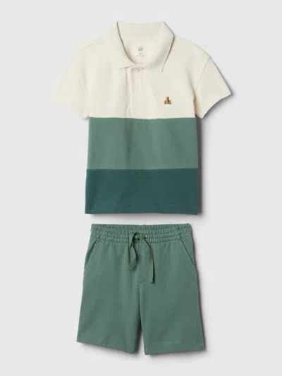 Gap Baby Colorblock Polo Shirt Outfit Set In Moores Green