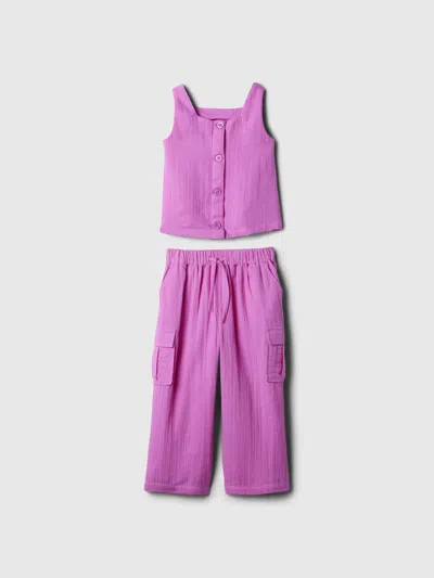 Gap Baby Crinkle Gauze Cargo Outfit Set In Budding Lilac