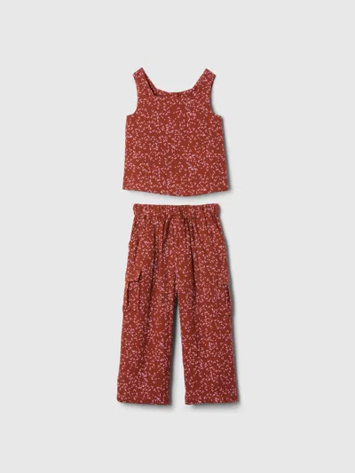 Gap Baby Crinkle Gauze Cargo Outfit Set In Smoked Paprika