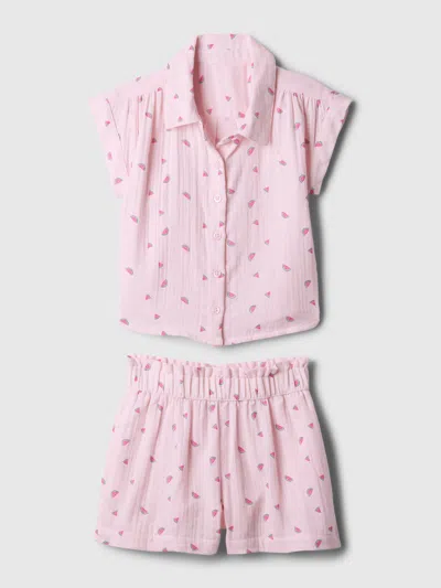 Gap Baby Crinkle Gauze Two-piece Outfit Set In Light Peony Pink