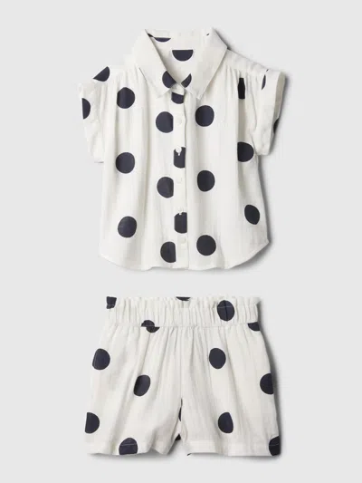 Gap Baby Crinkle Gauze Two-piece Outfit Set In Navy Blue Dot