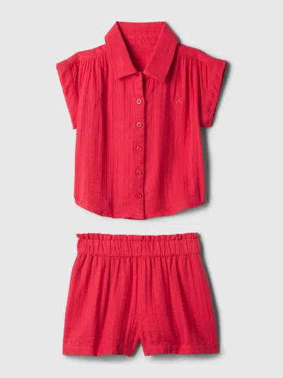 Gap Baby Crinkle Gauze Two-piece Outfit Set In Slipper Red