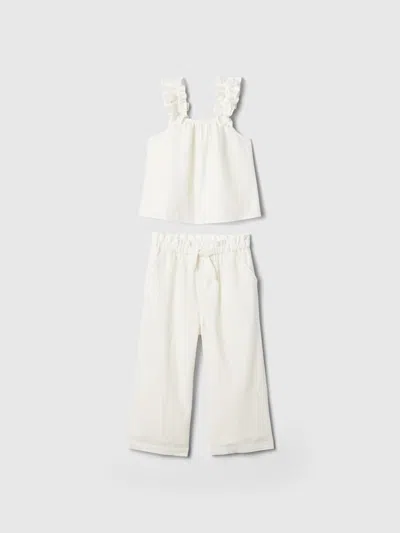 Gap Baby Linen-cotton Ruffle Outfit Set In White