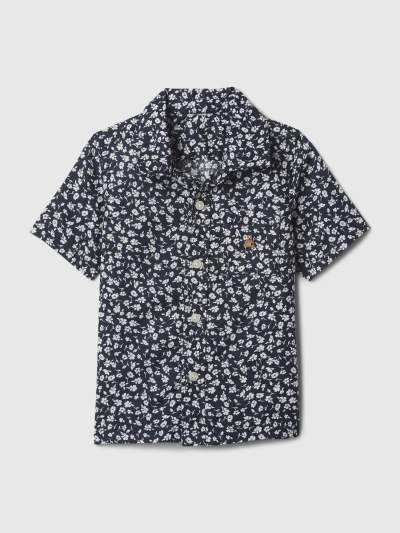 Gap Baby Linen-cotton Shirt In Navy Blue Floral