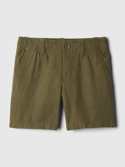 Gap Baby Linen-cotton Shorts In Army Jacket Green