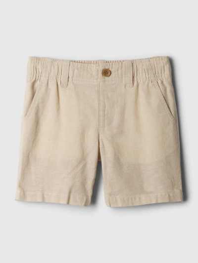 Gap Baby Linen-cotton Shorts In Oatmeal Beige