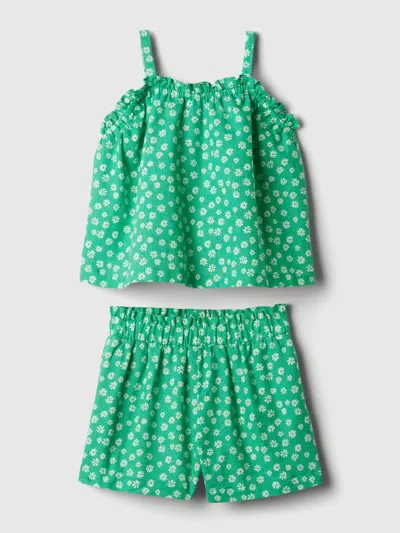 Gap Baby Linen-cotton Two-piece Outfit Set In Simply Green
