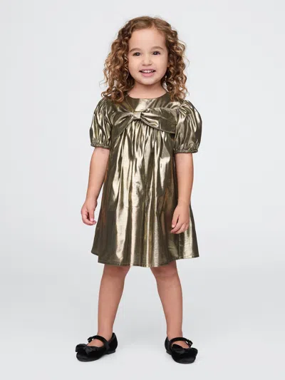 Gap Baby Metallic Bow Dress In Light Gold