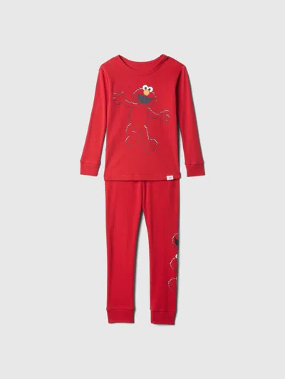 Gap Kids' Baby Organic Cotton Sesame Street Pj Set In Modern Red