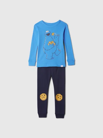 Gap Kids' Baby Organic Cotton Sesame Street Pj Set In Supersonic Blue