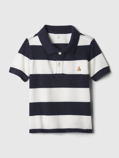 Gap Baby Pique Polo Shirt Shirt In White Navy Blue Stripe