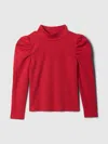 Gap Baby Puff Sleeve Rib Mockneck In Modern Red