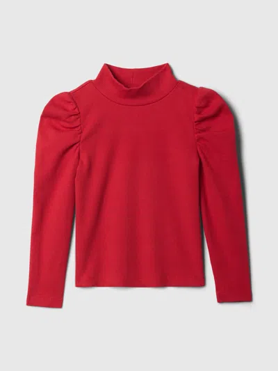 Gap Baby Puff Sleeve Rib Mockneck In Modern Red