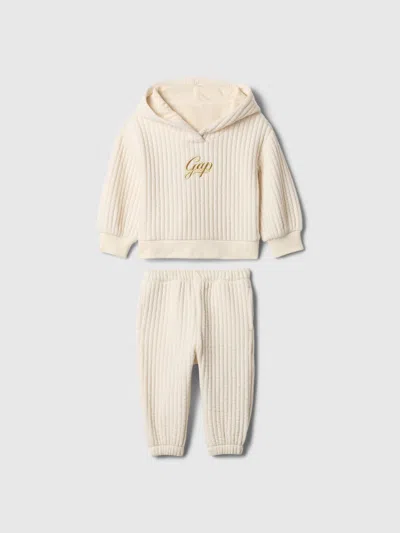 Gap Baby Quilted Rib Logo Outfit Set In Ivory Frost