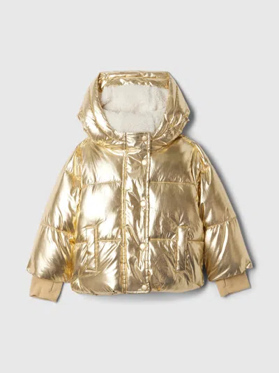 Gap Baby Recycled Nylon Cozy Puffer Jacket In Light Gold