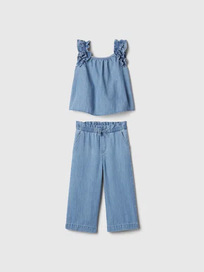 Gap Baby Ruffle Denim Outfit Set In Medium Indigo