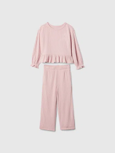 Gap Baby Softspun Ruffle Rib Outfit Set In Primitive Pink
