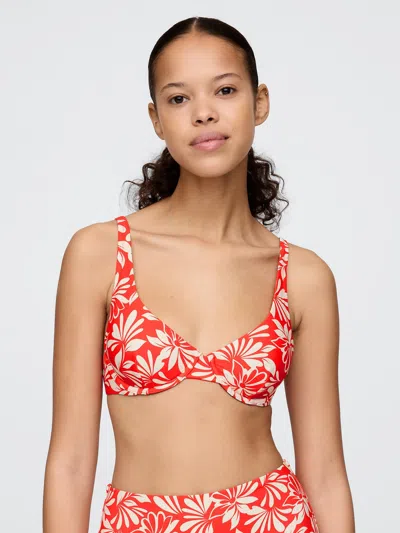 Gap Balconette Bikini Top In Red Print
