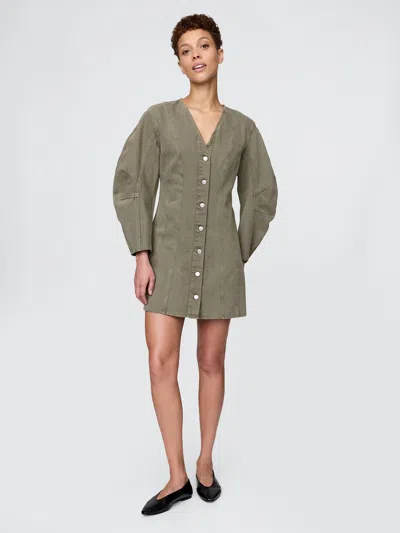 Gap Barrel Mini Dress In Mesculen Green