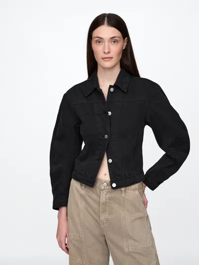 Gap Barrel-sleeve Cropped Jacket In Black Wash