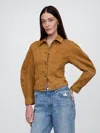 Gap Barrel-sleeve Cropped Jacket In Riverbed Brown