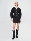 Gap Barrel-sleeve Denim Mini Dress In Black Wash