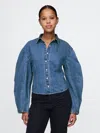 Gap Barrel-sleeve Denim Shirt In Medium  Wash