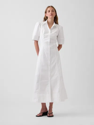 Gap Barrel-sleeve Maxi Shirtdress In White