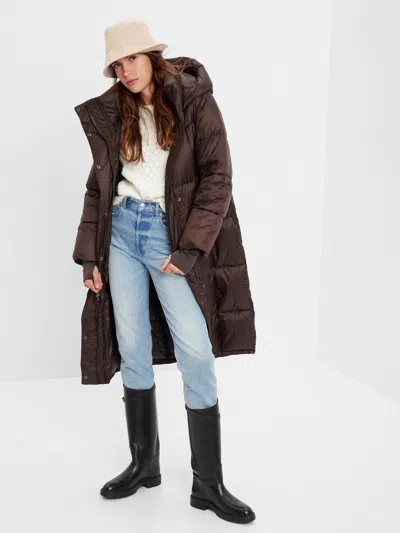 Gap Big Puff Coat In Brown Noir
