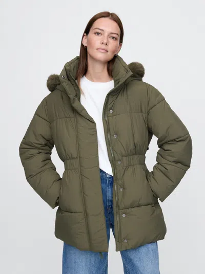 Gap Big Puff Jacket In Forbidden Forest Green