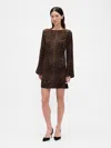 Gap Boatneck Mini Shift Dress In Brown