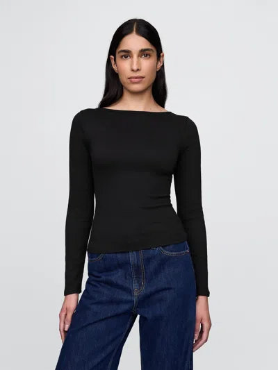 Gap Boatneck Open-back Top In Black