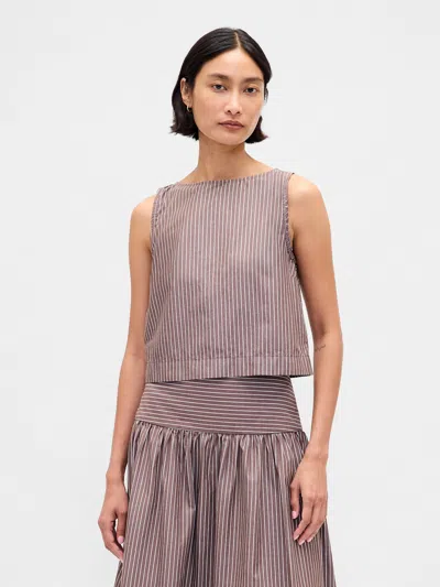 Gap Boatneck Shell Crop Tank Top In Brown