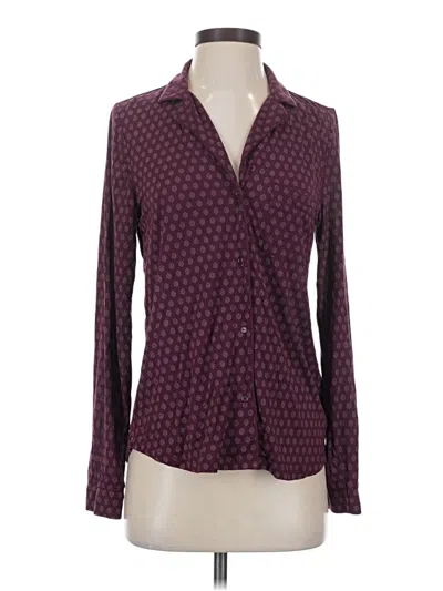 Pre-owned Gap Body Long Sleeve Blouse In Burgundy