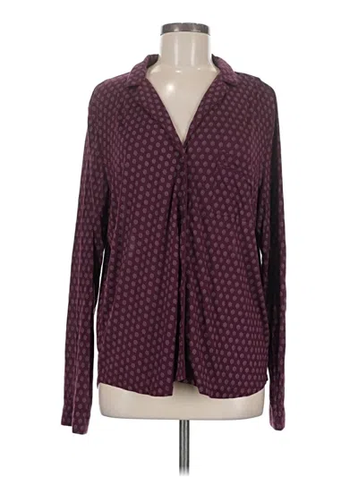 Pre-owned Gap Body Long Sleeve Blouse In Burgundy