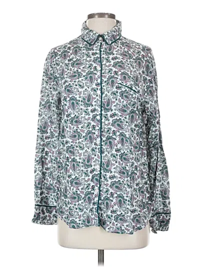 Pre-owned Gap Body Long Sleeve Blouse In Green