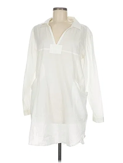 Pre-owned Gap Body Long Sleeve Blouse In White