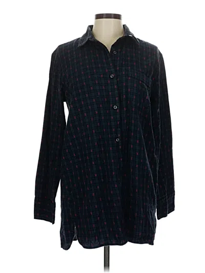 Pre-owned Gap Body Long Sleeve Button Down Shirt In Blue