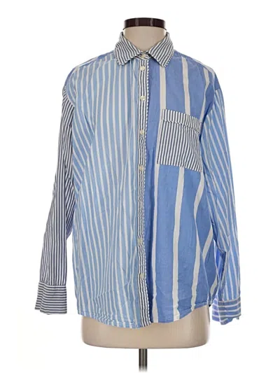 Pre-owned Gap Body Long Sleeve Button Down Shirt In Blue