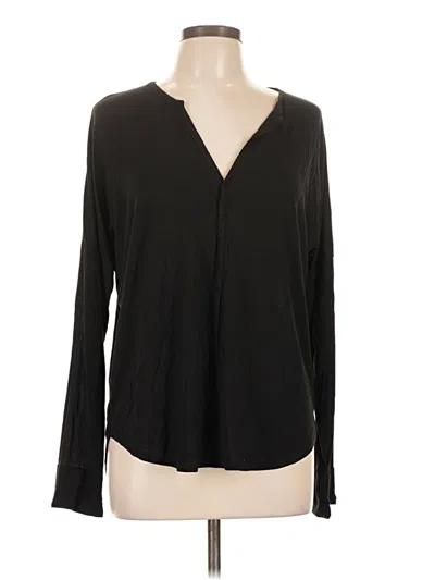 Pre-owned Gap Body Long Sleeve Henley Shirt In Black