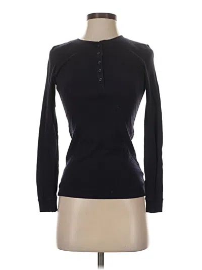 Pre-owned Gap Body Long Sleeve Henley Shirt In Black