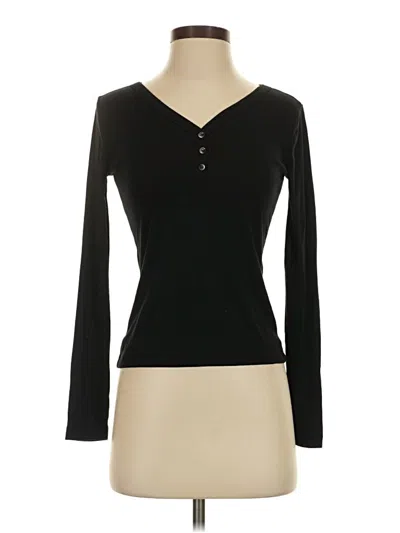 Pre-owned Gap Body Long Sleeve Henley Shirt In Black